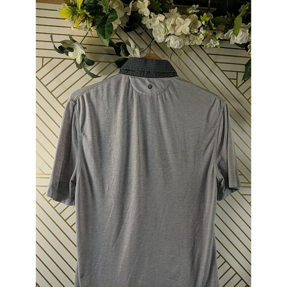 Lululemon Men's Button Short Sleeve Polo Shirt Gray Size Medium READ - Picture 8 of 10